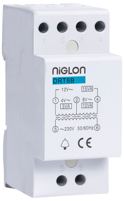 Niglon DIN 2Modular Bell Transformer 8, 12, 24V 