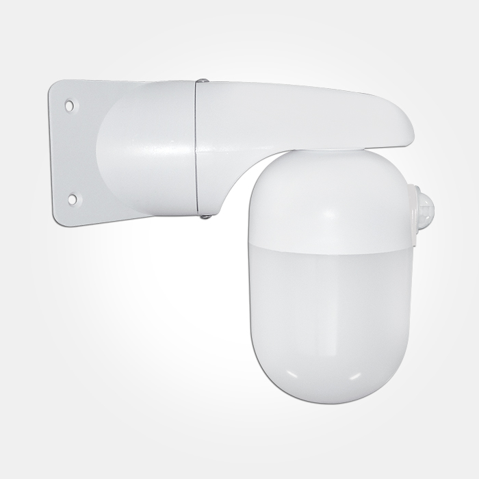 Eterna LED Well Glass Polycarbonate Fitting White c/w Corner Bracket & PIR