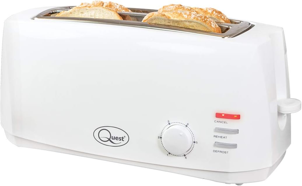 Quest Long Slot 4 Slice Toaster White