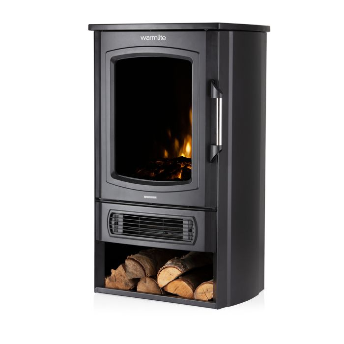 Warmlite 2kW Ambleside Log Effect Stove Heater Black