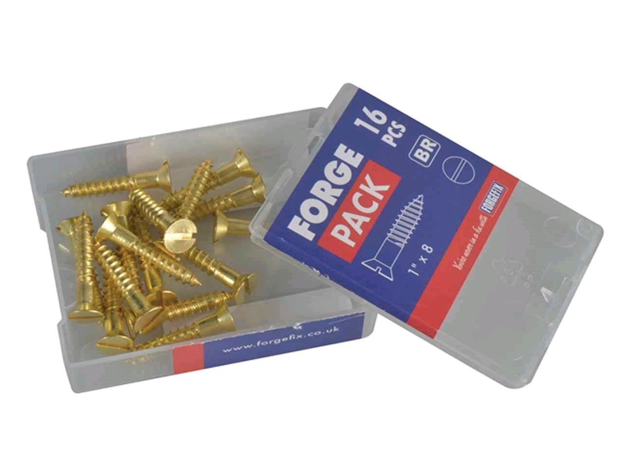 Forgefix 1" x 8 Wood Screw Raised Head (Pack of 16) Brass 