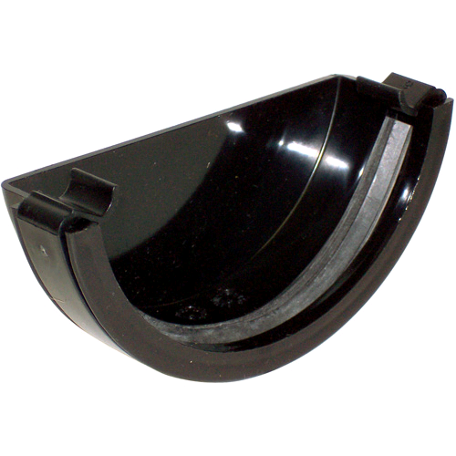 Gutter 112mm Half Round External Stop End Black 