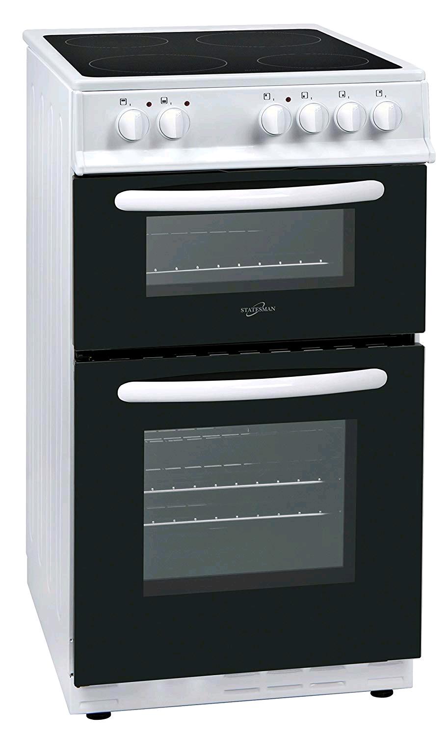 Statesman EDC50W Double Oven & Ceramic Hob Electric Cooker in  White 50cm 