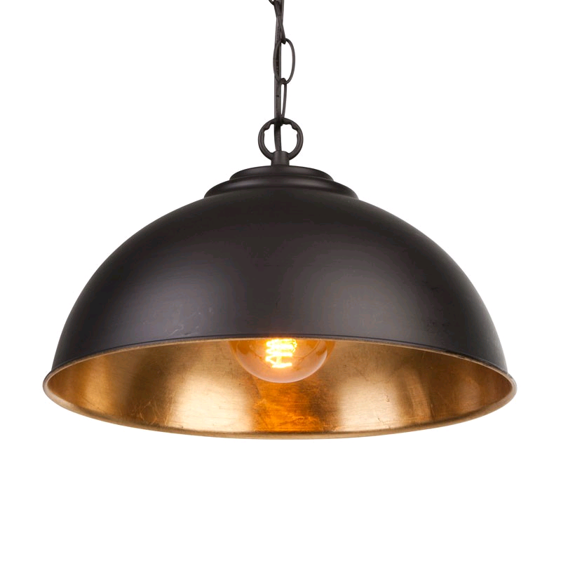 Endon Light Pendant Fitting Black & Gold Leaf 