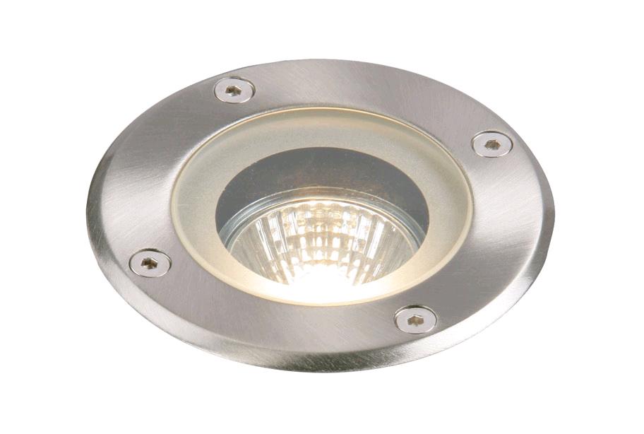 Saxby Pillar Round IP67 Walk Over GU10 Stainless Silver Fitting 