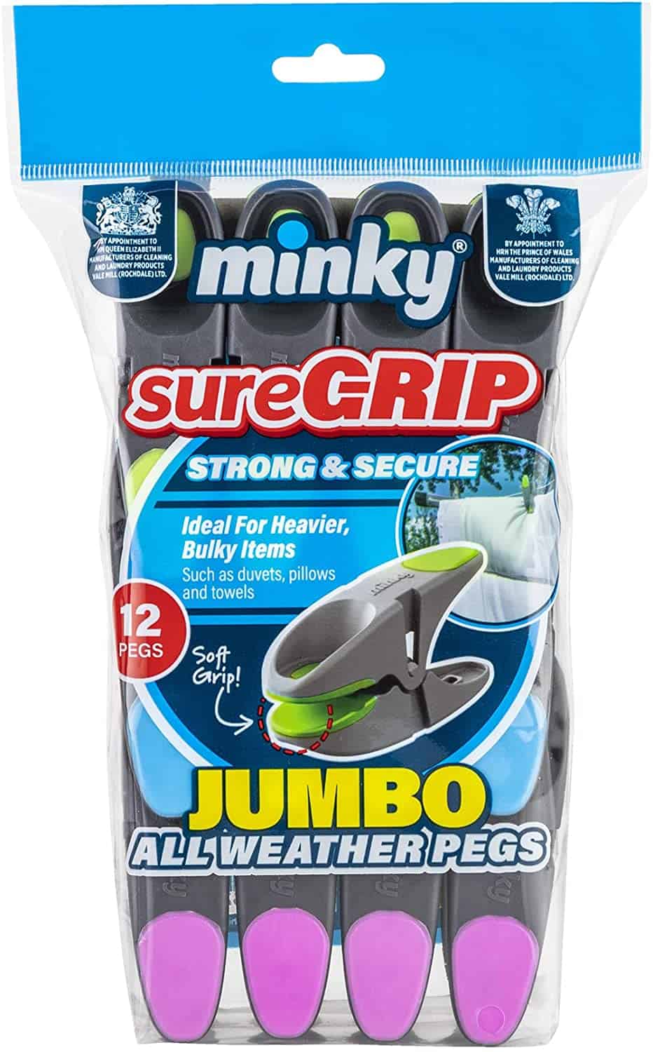 Minky Super Grip Jumbo Pegs Pack of 12