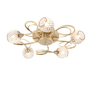 Saxby Aherne 5Lt Semi Flush 33W Antique Brass 