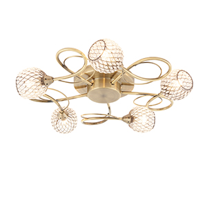 Endon Aherne 5Lt Semi Flush 33W Antique Brass 