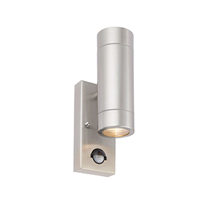 Saxby Atlantis Twin Wall IP65 c/w PIR Brushed Steel Fitting 