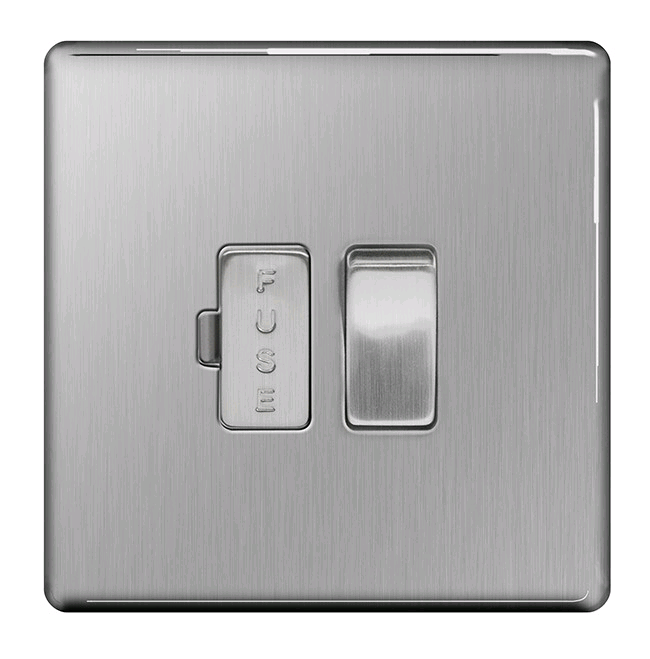 BG 13a Switched Fused Connection Unit Screwless Flatplate Brushed Steel 