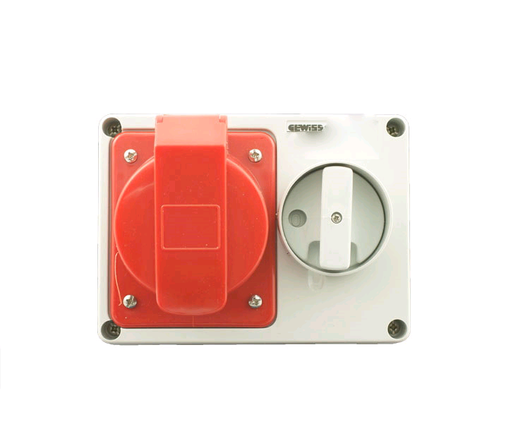 Gewiss 32a 415V 3P + N & E Horizontal Interlocked Socket IP44 