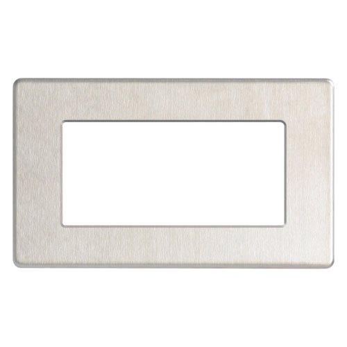 BG Euro Module 4 Gang Module Faceplate Brushed Steel