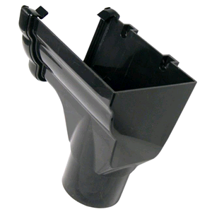 Floplast Niagara Ogee Stopend Outlet R/H Black RON6 for 80mm Downpipe 