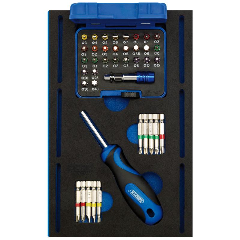 Draper Screwdriver Insert Bits and Driver in 1/4 Drawer EVA Tray (40 Piece) 