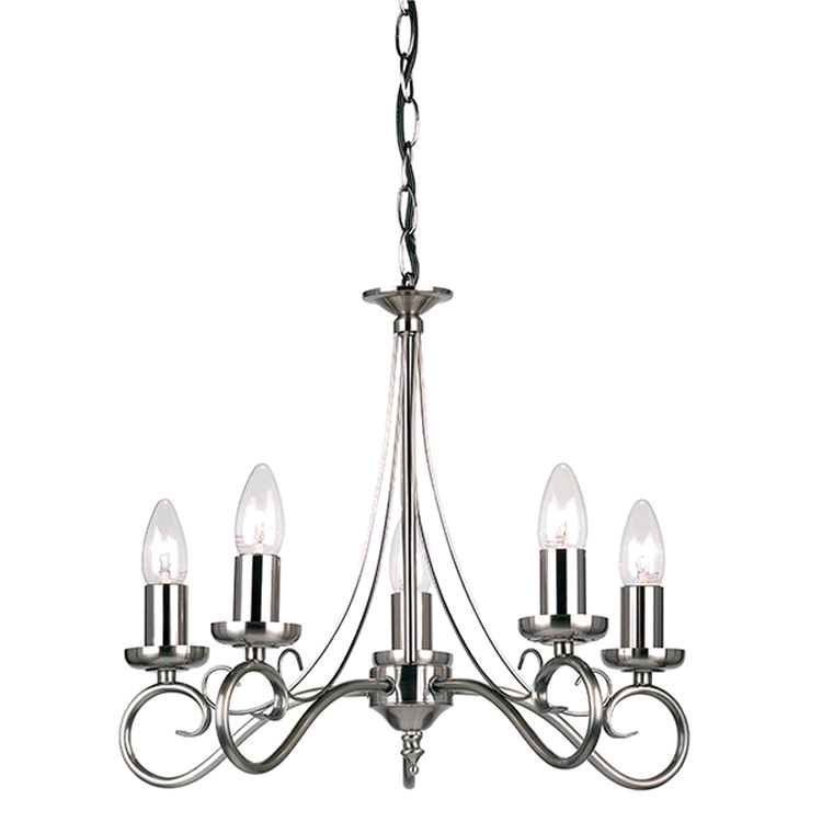 Endon Trafford 5 Light Pendant Antique Silver 