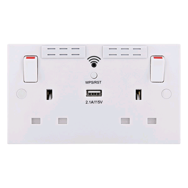 Wifi extender twin plug socket with usb