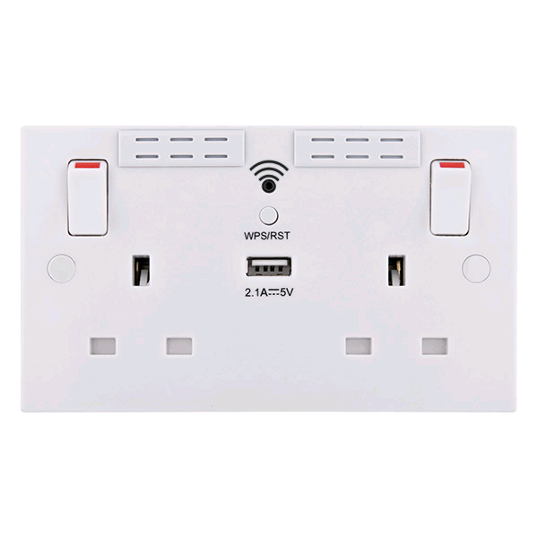 BG Nexus 13a Twin Wi-Fi Extender Socket with 1 x USB 