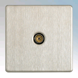 BG 1Gang TV Co-Axial Socket Screwless Flateplate Brushed Steel 