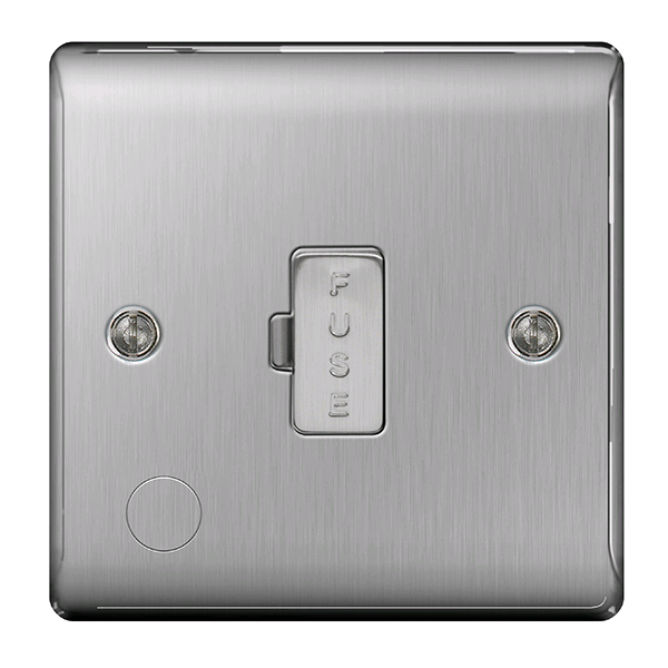 BG 13a Unswitched Fused Connection Unit c/w Cable Outlet Brushed Steel 