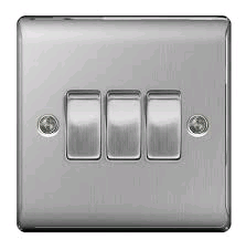 BG Nexus 3g 2w Switch Brushed Steel