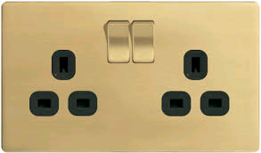 BG Twin 13a Socket Flatplate Polished Brass