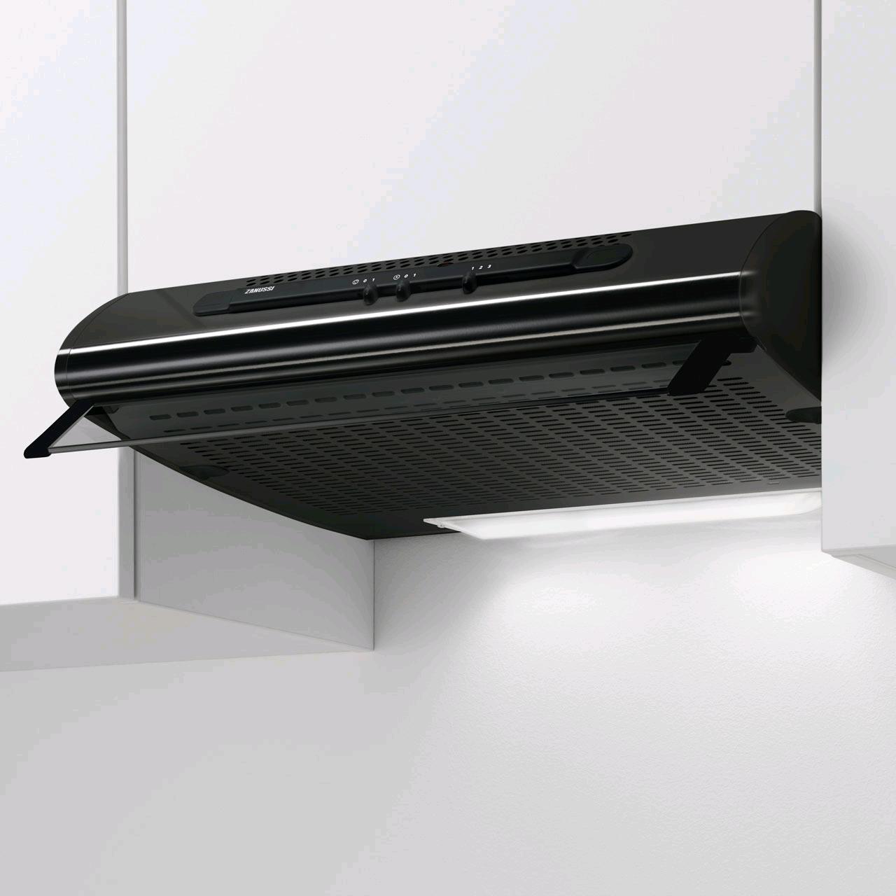 Zanussi 60cm Visot Cooker Hood 3 Speed in Black