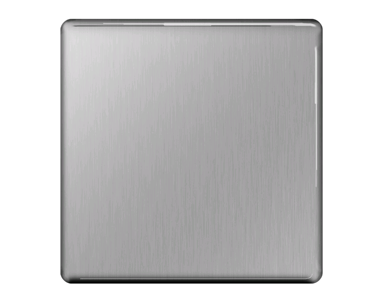 BG 1Gang Blank Plate Screwless Flatplate Brushed Steel 