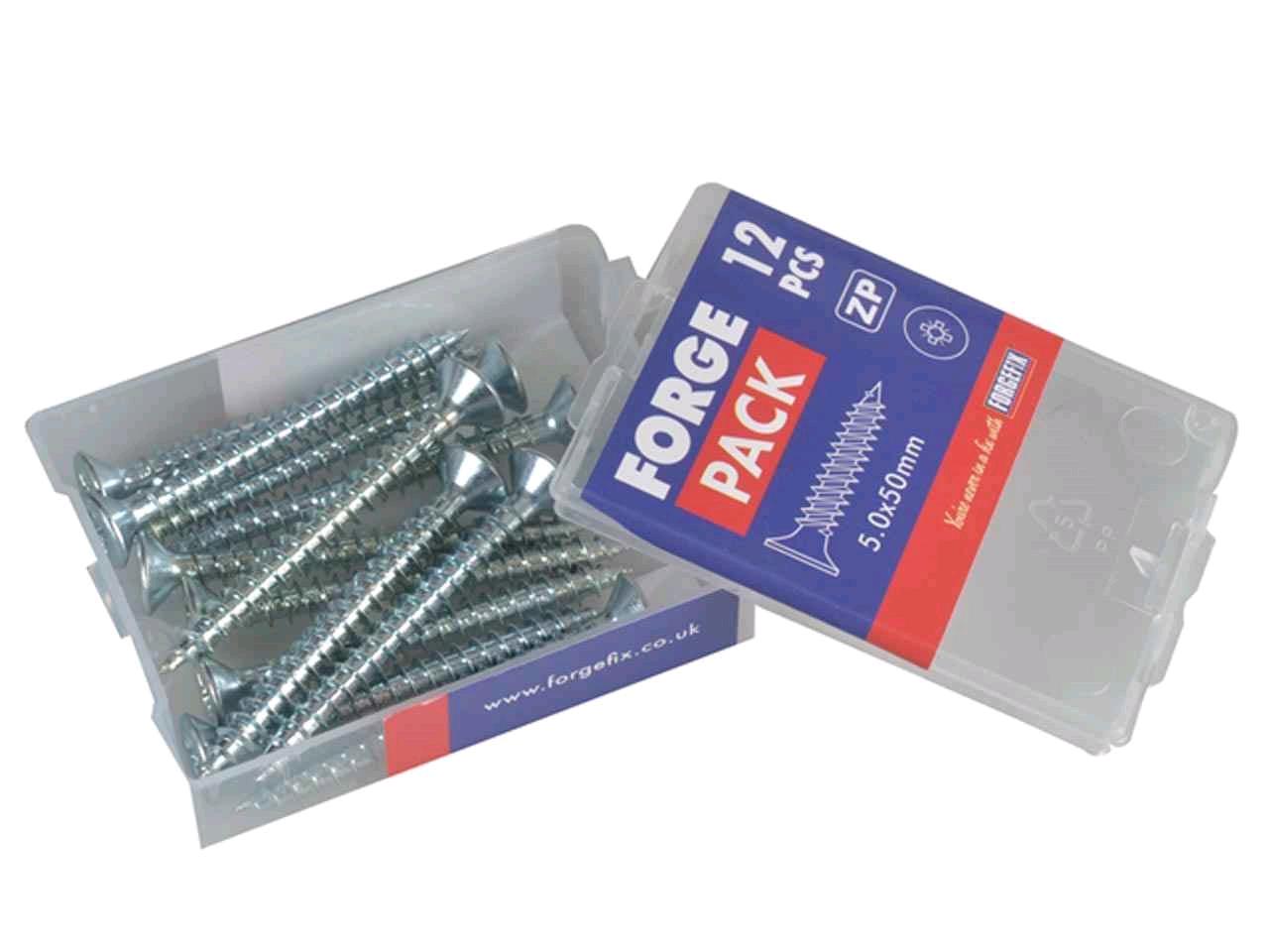 Forgefix M/P Screw 5 x 50mm (Pack of 12) Zinc Plated 