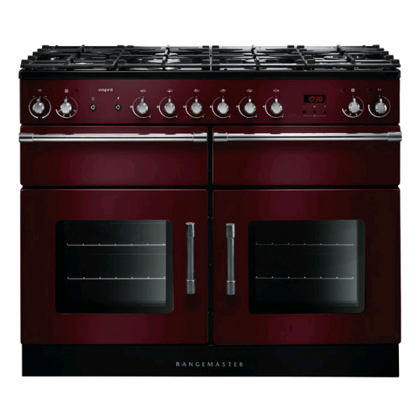 Rangemaster Esprit 110cm Electric Range Cooker Dual Fuel Cranberry Chrome