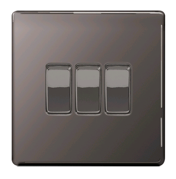 BG Black Nickel 3 Gang Switch