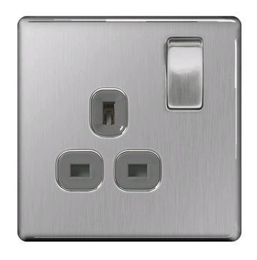 BG Nexus Flatplate 1Gang 13a Socket Brushed Steel