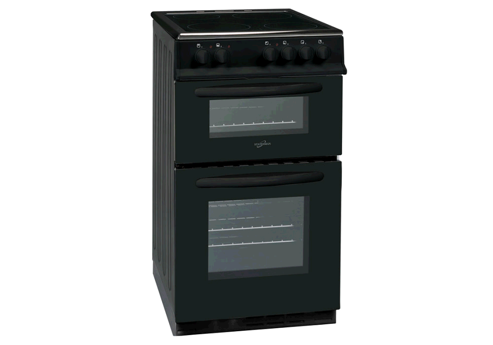 Statesman EDC50B 50cm Double Oven & Ceramic Hob Electric Cooker in Black 