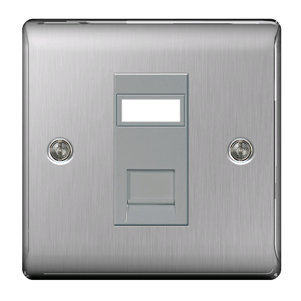 BG RJ45 Outlet Brushed Steel 