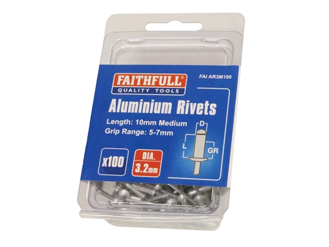 Faithfull Aluminium Rivets 5 x 7mm Medium 100pk