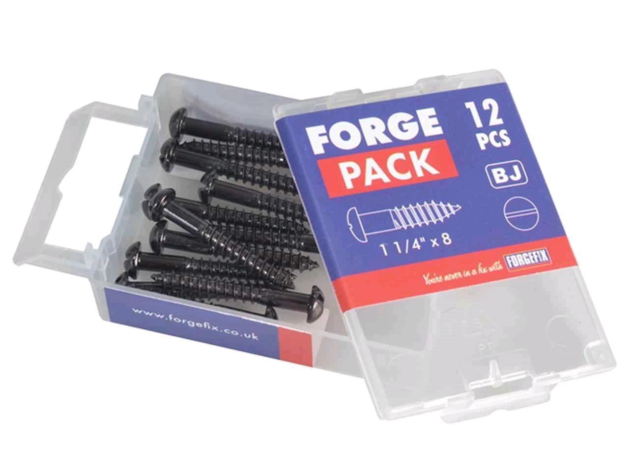 Forgefix 1 1/4" x 8  R/H Wood Screw (Pack of 12) Black Japanned 