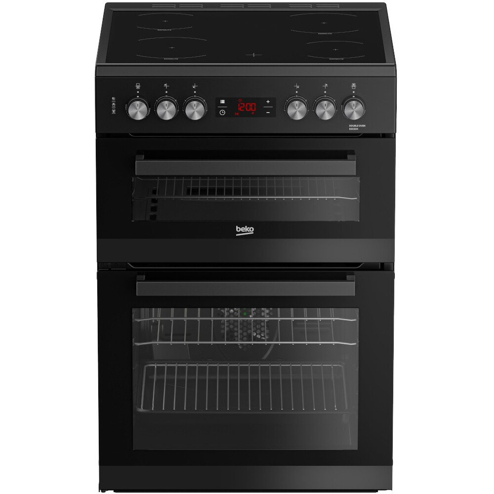 Beko EDC634K 60cm Double Oven Electric Cooker with Ceramic Hob - Black