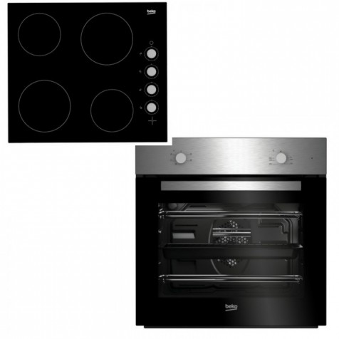 Beko BSF210SX Built-In Fan Oven & Ceramic Hob Pack