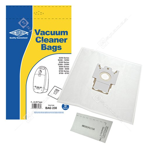Electruepart Cleaner Bags x 5 For Miele Cylinder Vacuum 10660810 FJM Type Red Collar)