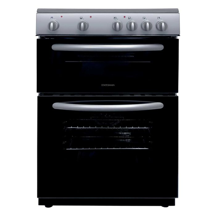 Statesman Apollo EDC60S2 60cm Double Oven & Ceramic Hob Electric Cooker - Silver 