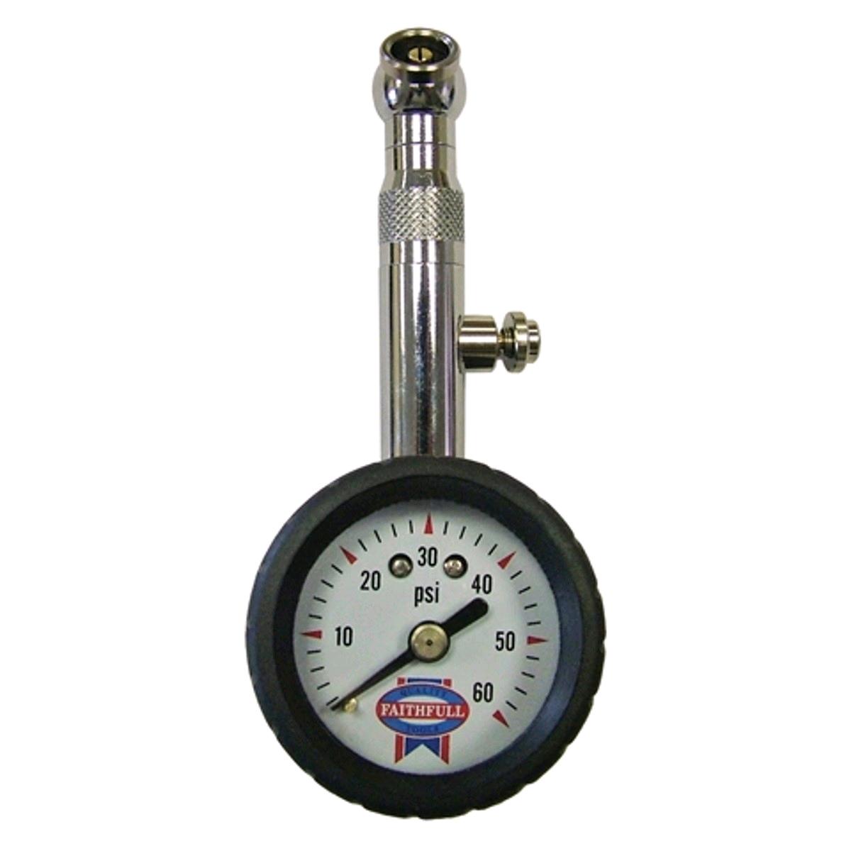 Faithfull Tyre Pressure Dial Gauge 60psi 