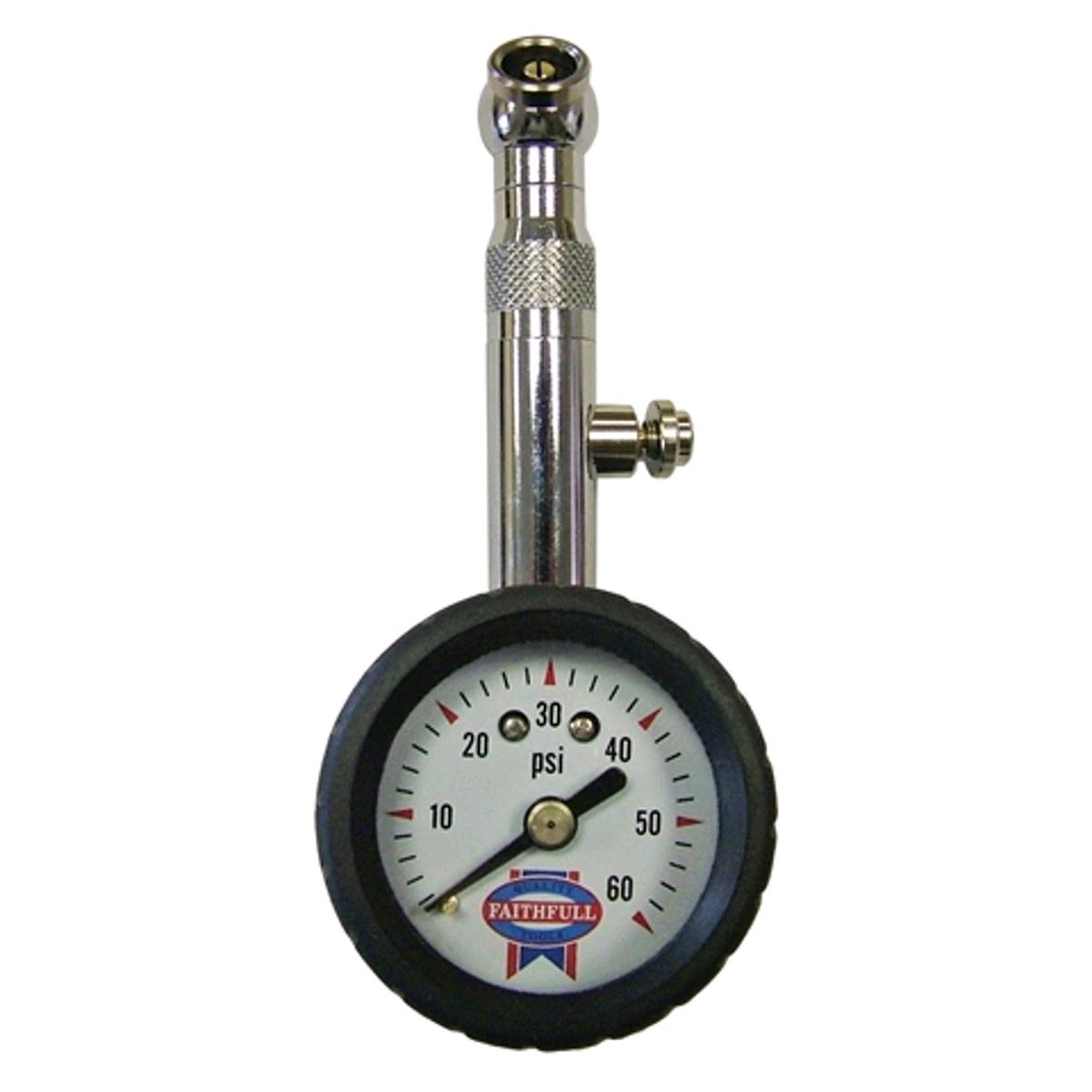 Faithfull Tyre Pressure Dial Gauge 60psi 