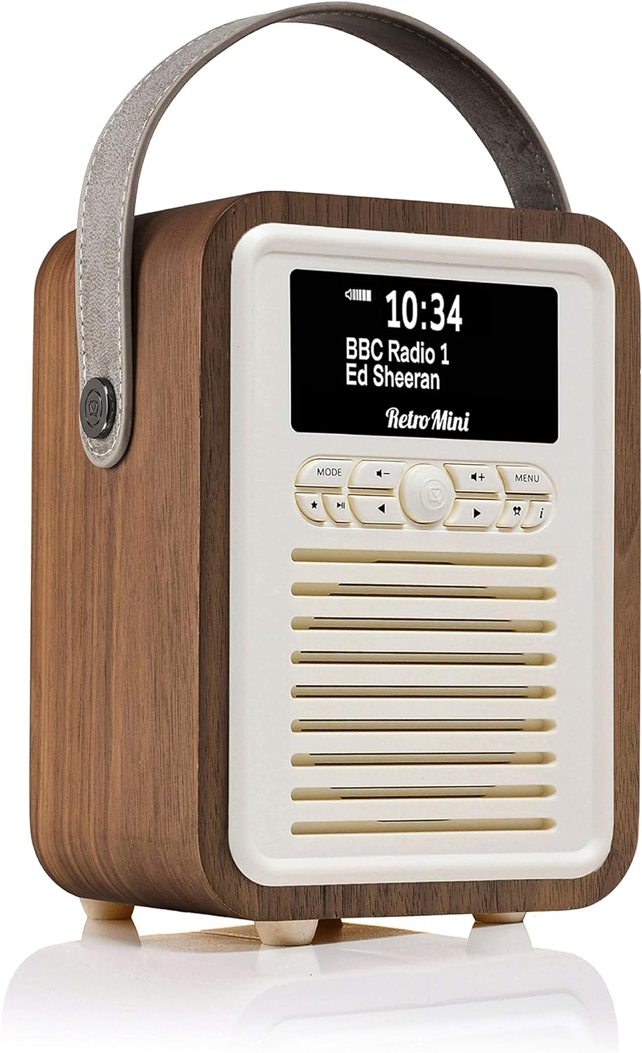 Viewquest  Retro Mini Portable Dab Radio with Bluetooth Speaker and Aux - Dab+ FM Bedside Dual Alarm Clock Radio, Battery Operated Radio and Digital Radio Mains Powered - Walnut