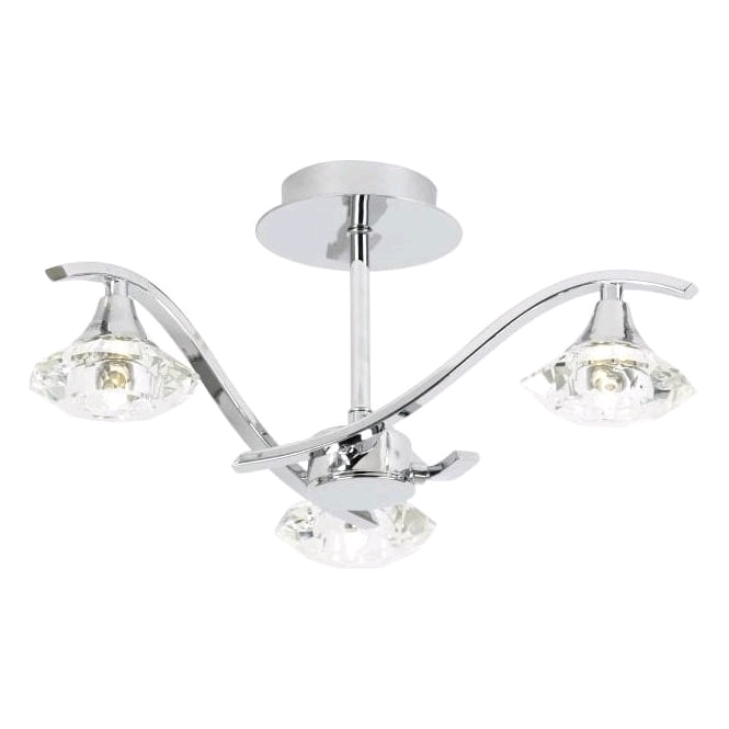 Endon Langella 3 Light Semi Flush Chrome Light Fitting