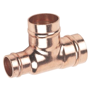 Copper Reducing Tee 22mm x 15mm x 22mm Solder Ring
