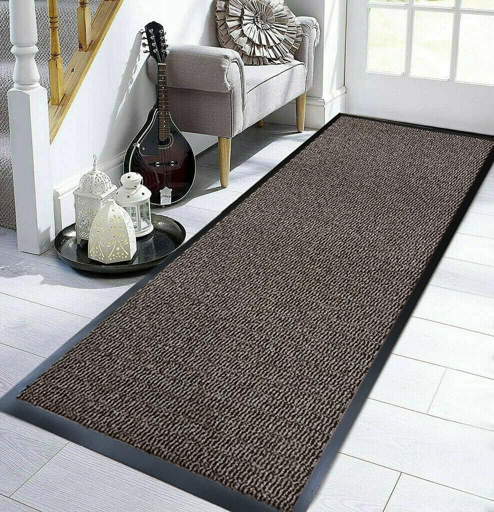 Dandy TrendMakers BEIGE/BLACK Hardwearing Heavy Duty  PVC Edge Pile Top Rubber Barrier Entrance Door Kitchen Utility Dust Floor Mats Rugs 60cm x 180cm