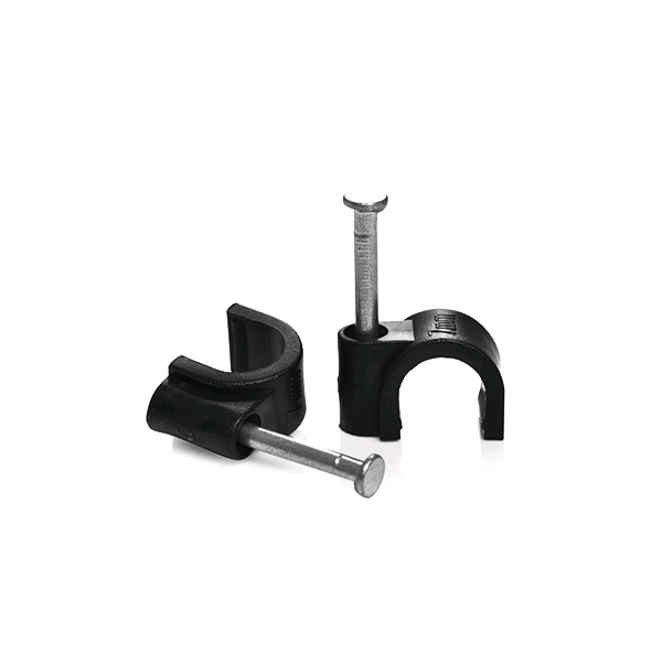 Thorsman 2203 002 Black Round Clip Co-ax (per 100) 