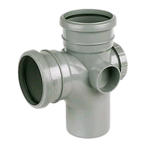 Floplast Soil Pipe 110mm 92 1/2deg Access Branch Grey