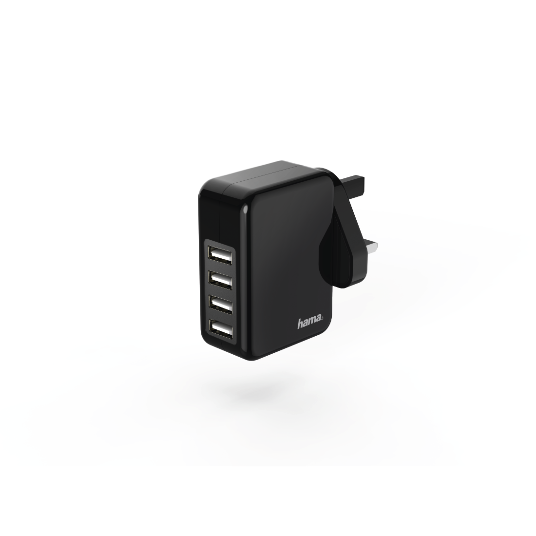 Hama Charger, 4 USB, 4.8 A, with UK plug, black