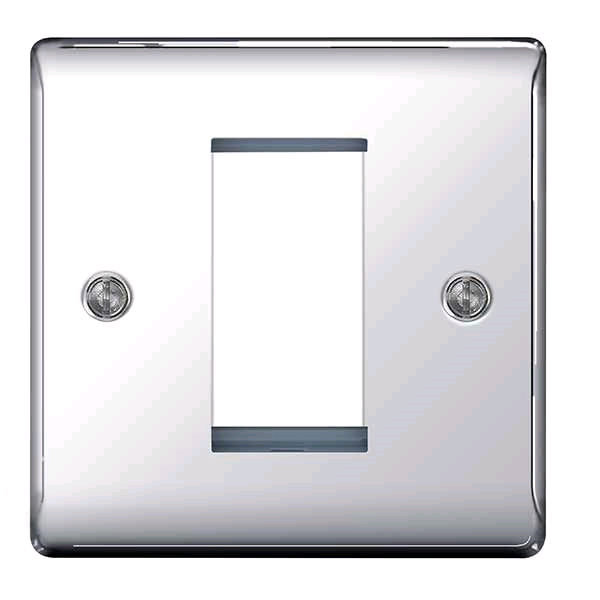 BG Euro Module Flat Polished Chrome 1 Module Cover Plate