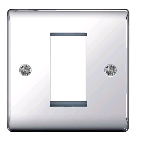 BG Euro Module Flat Polished Chrome 1 Cover Plate 